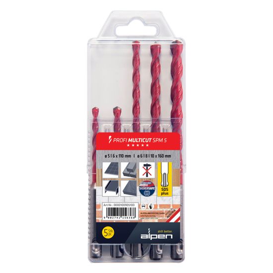 ALPEN Profi Multicut Sds Drill Bit Set 5. 6 X 110mm 6. 8 10 Mm X 160mm